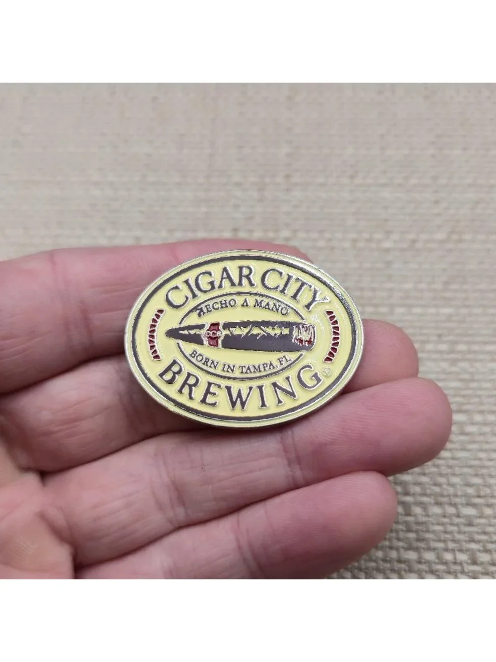 Cigar City Brewing Tampa Florida Craft Beer Cigar Oval Enamel Pin Badge A8525